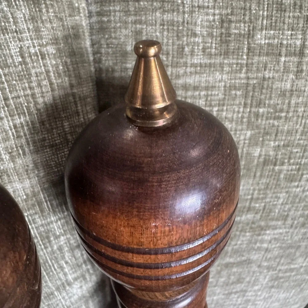Vintage‎ Dark Wood Salt Shaker and Pepper Mill Set Gailcraft Japan 11 in MCM